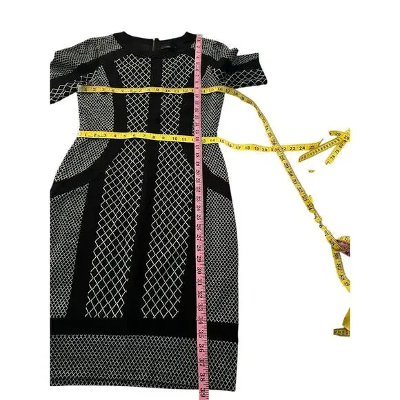 BCBGMaxAzria Women Black & Gray Geometric Pattern Sheath Dress Size M - Picture 5 of 8